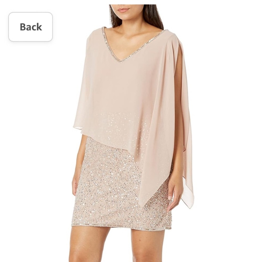 COPY - J Kara Womens Caplet Short Cocktail Beaded Dress- Size 6P